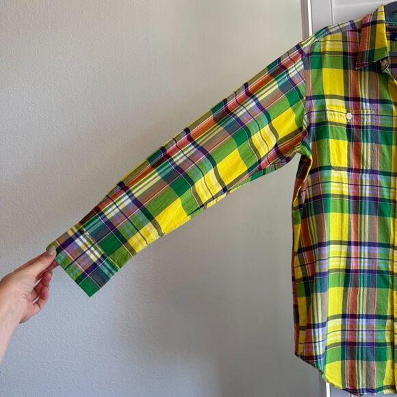 Vintage Polo Ralph Lauren Madras Plaid Buttondown Shirt in Yellow Multi size XL - Picture 3 of 9